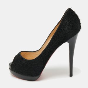 Christian Louboutin Black Calf Hair Palais Royal Platform Pumps Size 39.5, Pumps - Luxury Closet catalog