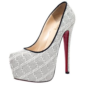 Christian Louboutin White/Black Raffia Daffodile Platform Pumps Size 37, Pumps - Luxury Closet catalog