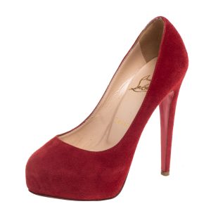 Christian Louboutin Red Suede Bianca Platform Pumps Size 35, Pumps - Luxury Closet catalog