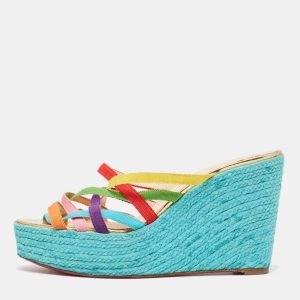 Christian Louboutin Multicolor Fabric Crepon 110 Espadrille Wedge Platform Sandals Size 40, Sandals - Luxury Closet catalog