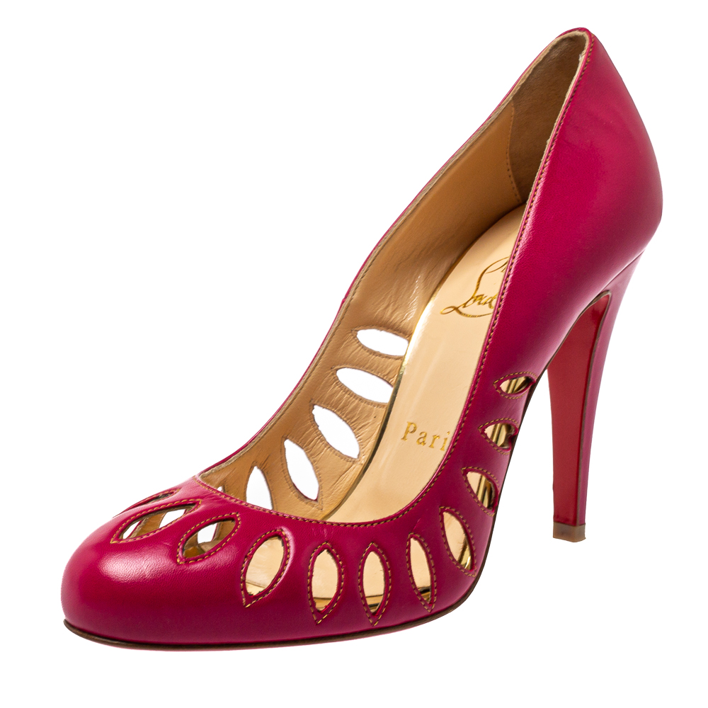 Christian Louboutin Pink Leather Laser Cut Pumps Size 36.5, Pumps - Luxury Closet catalog