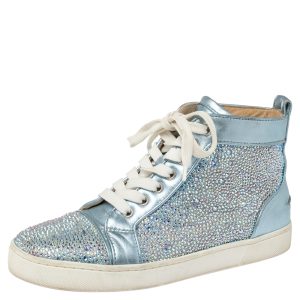 Christian Louboutin Blue Leather Embellished High Top Sneakers Size 38, Athletic Shoes & Sneakers - Luxury Closet catalog