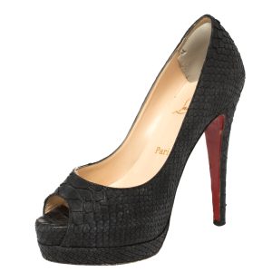Christian Louboutin Black Python Very Prive Peep Toe Pumps Size 35, Pumps - Luxury Closet catalog
