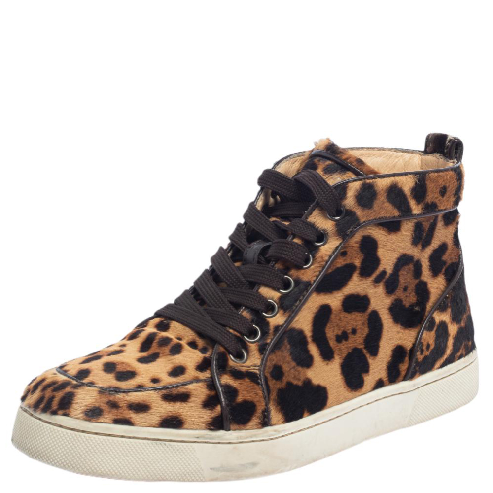 Christian Louboutin Brown/Beige Pony Hair Rantus Orlato High Top Sneakers Size 37.5, Athletic Shoes & Sneakers - Luxury Closet catalog
