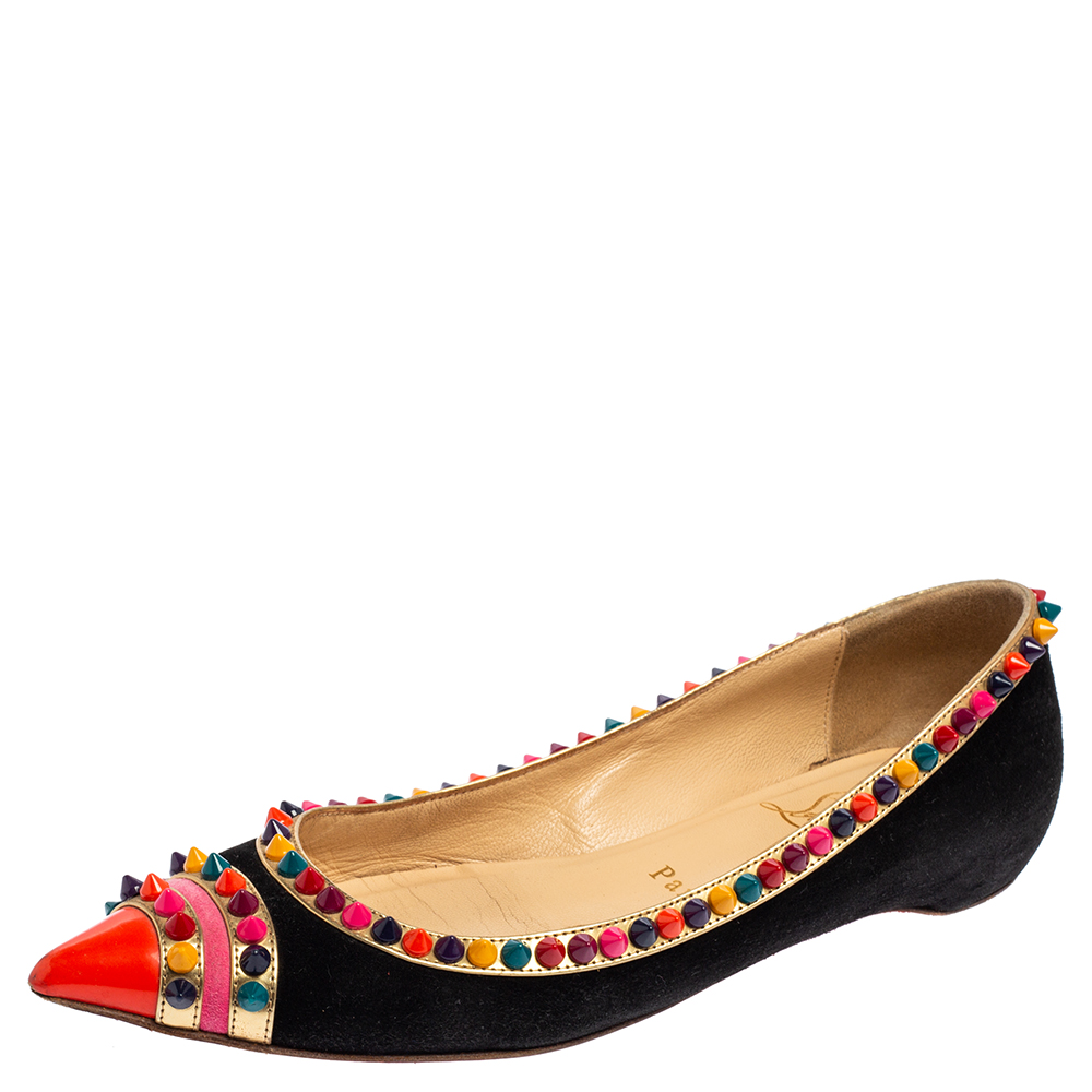 Christian Louboutin Black Suede Embellished Ballet Flats Size 35.5, Flats - Luxury Closet catalog