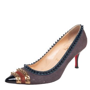 Christian Louboutin Multicolor Pony Hair and Leather Malabar Hill Spiked Pointed Toe Pumps Size 37.5, Pumps - Luxury Closet catalog