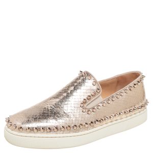 Christian Louboutin Gold Python Embossd  Leather Spike Slip On Sneakers Size 37, Athletic Shoes & Sneakers - Luxury Closet catalog
