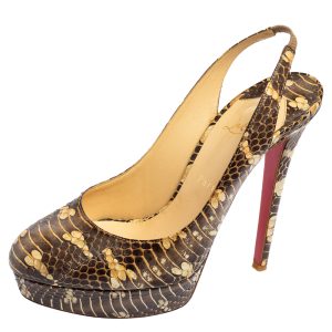 Christian Louboutin Brown Snakeskin Bianca Slingback Platform Pumps Size 40, Pumps - Luxury Closet catalog