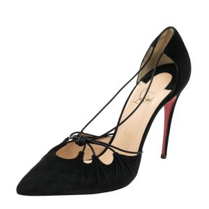Christian Louboutin Black Suede Riri Pointed Toe Pumps Size 39.5, Pumps - Luxury Closet catalog