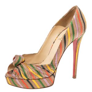 Christian Louboutin Multicolor Canvas Knotted Greissimo Platform Pumps Size 39, Pumps - Luxury Closet catalog