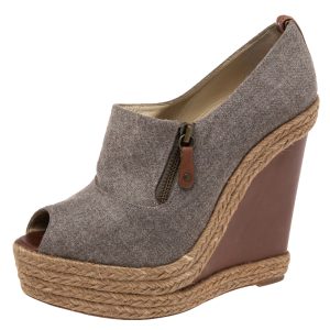 Christian Louboutin Grey Wool Deroba Espadrilles Wedge Sandals Size 40, Pumps - Luxury Closet catalog