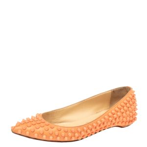 Christian Louboutin Orange Leather Spiked Ballet Flats Size 35.5, Flats - Luxury Closet catalog