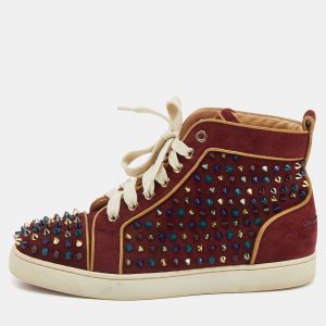 Christian Louboutin Burgundy Suede Louis Spikes High Top Sneakers Size 37.5, Athletic Shoes & Sneakers - Luxury Closet catalog