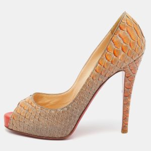 Christian Louboutin Beige Python Leather Altadama Peep Toe Pumps Size 39, Pumps - Luxury Closet catalog