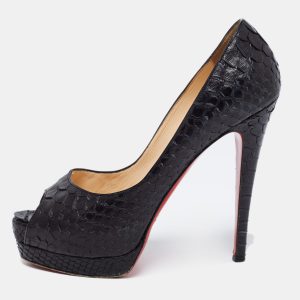 Christian Louboutin Black Python Altadama Peep-Toe Platform Pumps Size 38, Pumps - Luxury Closet catalog