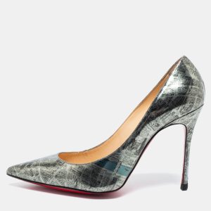 Christian Louboutin Metallic Monochrome Paris Map Print Patent Leather Decollete Pumps Size 36.5, Pumps - Luxury Closet catalog