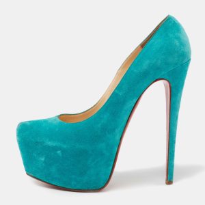Christian Louboutin Turquoise Blue Suede Daffodile Platform Pumps Size 40, Pumps - Luxury Closet catalog