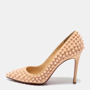 Christian Louboutin Light Peach Patent Leather Pigalle Spikes Pumps Size 36.5, Pumps - Luxury Closet catalog