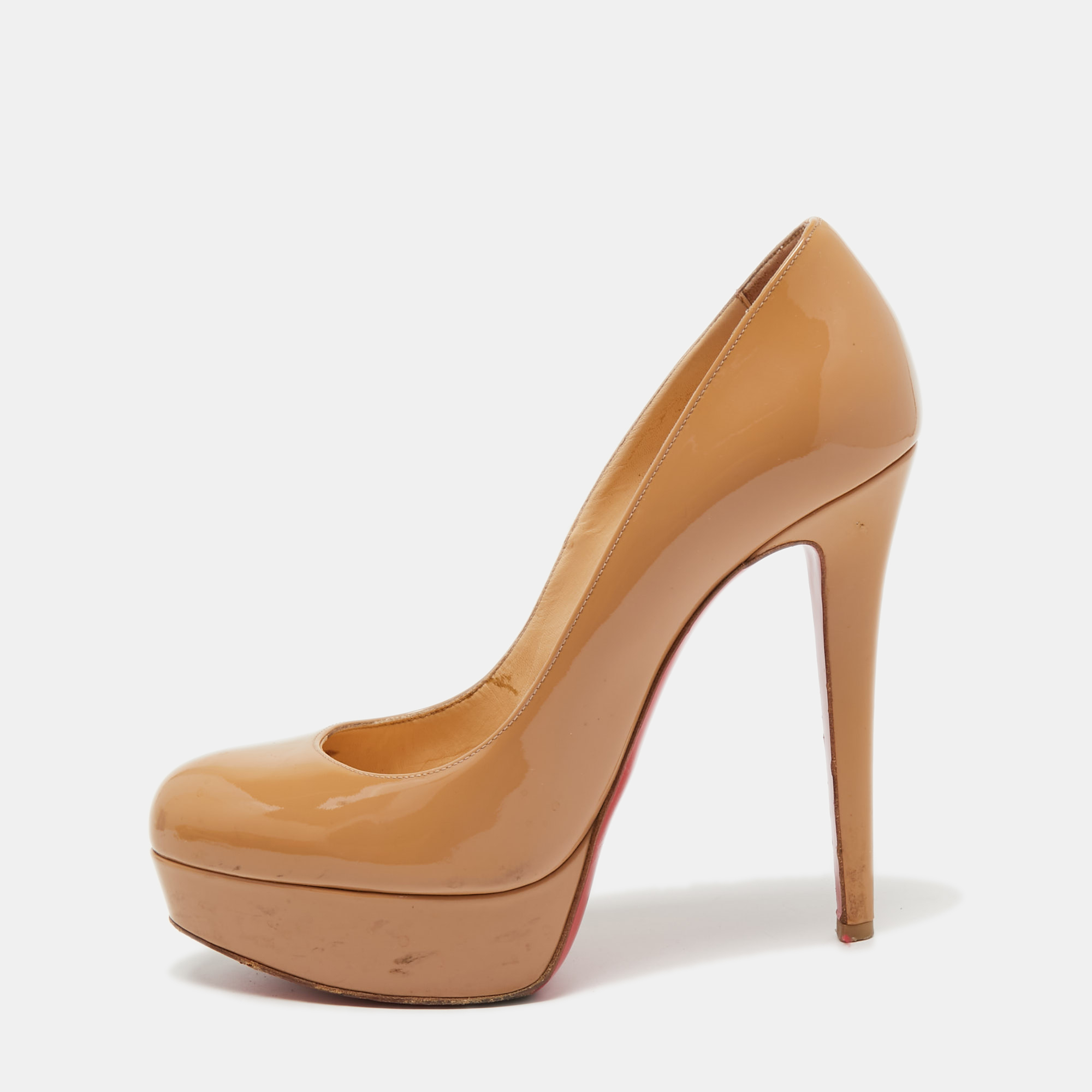 Christian Louboutin Beige Patent Leather Bianca Platform Pumps Size 38, Pumps - Luxury Closet catalog