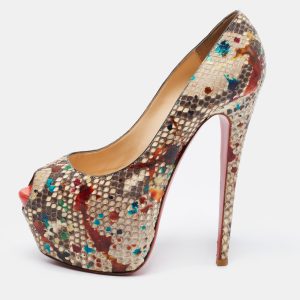 Christian Louboutin Multicolor Python Leather Highness Platform Pumps Size 38, Pumps - Luxury Closet catalog