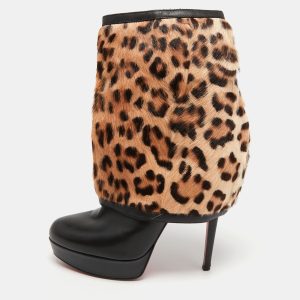 Christian Louboutin Black Leather And Calf hair Leopard Boots Size 40, Boots - Luxury Closet catalog