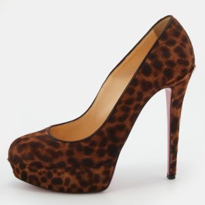 Christian Louboutin Brown Leopard Print Calf Hair Bianca Platform Pumps Size 37.5, Pumps - Luxury Closet catalog