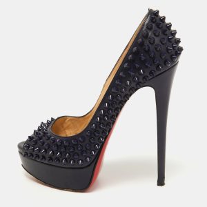 Christian Louboutin Navy Blue Leather Lady Peep Spikes Pumps Size 36, Pumps - Luxury Closet catalog