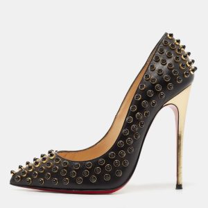 Christian Louboutin Black Leather Studded Follies Cabo Pumps Size 34.5, Pumps - Luxury Closet catalog