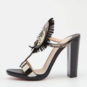 Christian Louboutin Multicolor Calfhair,Leather and Python Kimpa Mask Cuff Python Slide Sandals Size 38.5, Sandals - Luxury Closet catalog