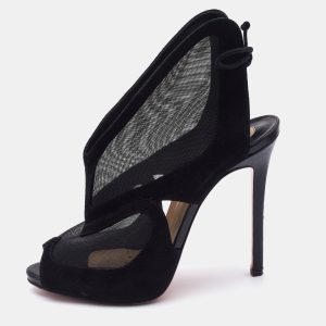 Christian Louboutin Black Suede and Mesh Farfamesh Booties Size 38.5, Boots - Luxury Closet catalog