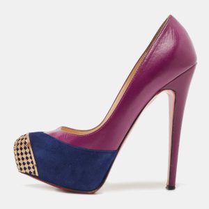 Christian Louboutin Purple Suede and Leather Maggie Platform Pumps Size 36.5, Pumps - Luxury Closet catalog
