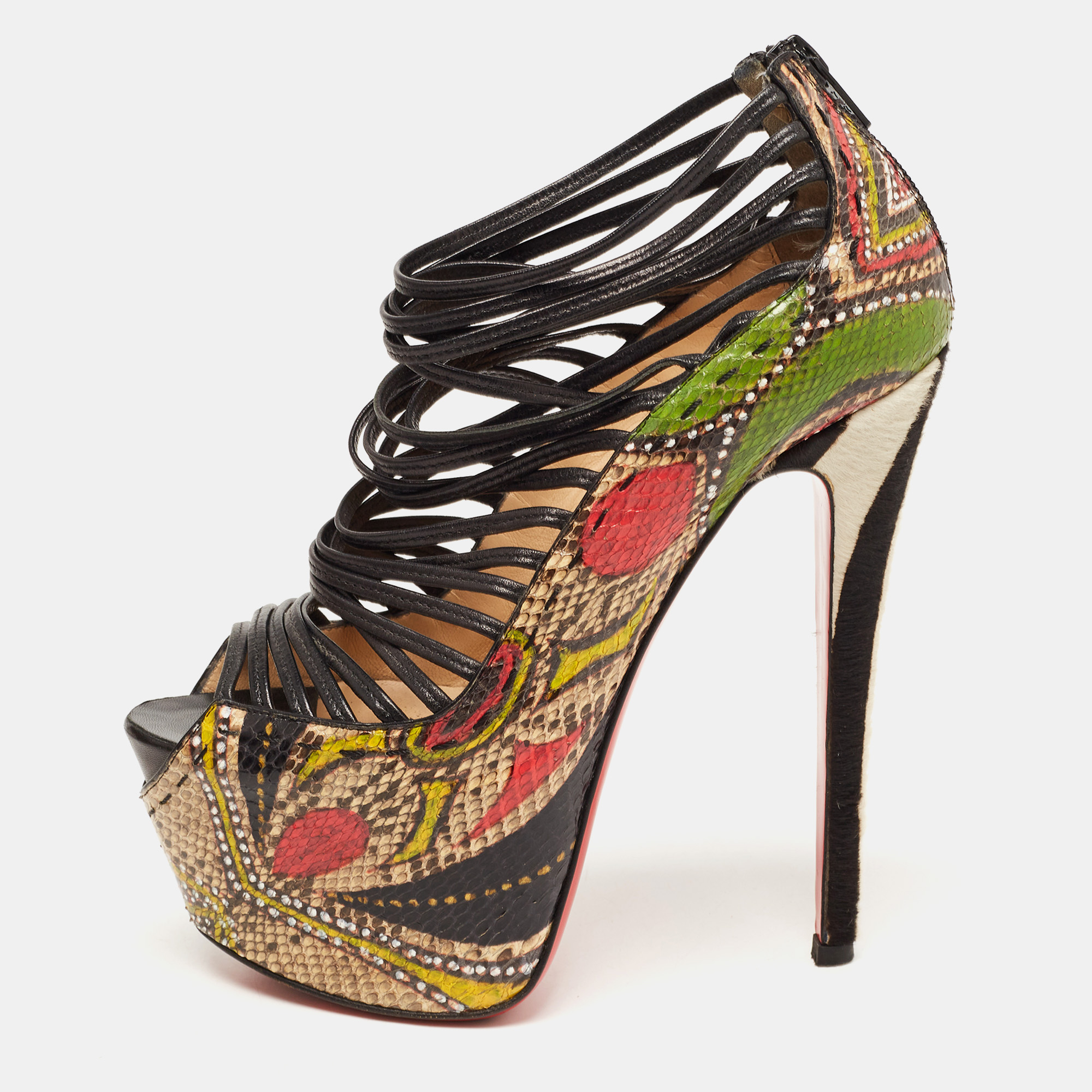 Christian Louboutin Multicolor/Black Python and Leather Zoulou Pumps Size 37.5, Pumps - Luxury Closet catalog