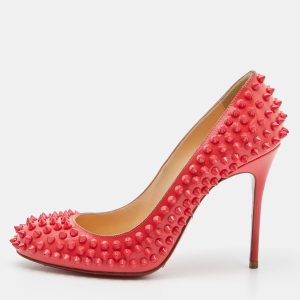 Christian Louboutin Coral Pink Patent Leather Fifi Spikes Pumps Size 36.5, Pumps - Luxury Closet catalog