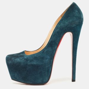 Christian Louboutin Teal Blue Suede Daffodile Platform Pumps Size 38, Pumps - Luxury Closet catalog