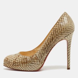 Christian Louboutin Beige Python Leather New Simple Round Toe Pumps Size 36.5, Pumps - Luxury Closet catalog