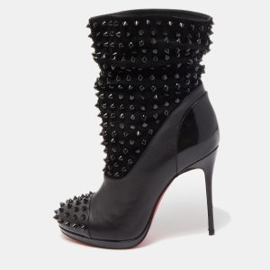 Christian Louboutin Black Patent Leather and Suede Spike Wars Ankle Boots Size 36, Boots - Luxury Closet catalog
