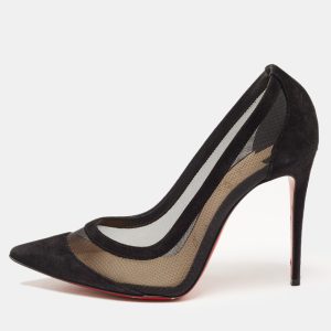 Christian Louboutin Black Suede and Mesh Galativi Strass Pumps Size 36, Pumps - Luxury Closet catalog