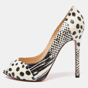Christian Louboutin Black/White Watersnake Printed Flo Pumps Size 37.5, Pumps - Luxury Closet catalog