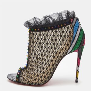Christian Louboutin Multicolor Mesh and Lace Juliettra Ankle Boots Size 37, Boots - Luxury Closet catalog