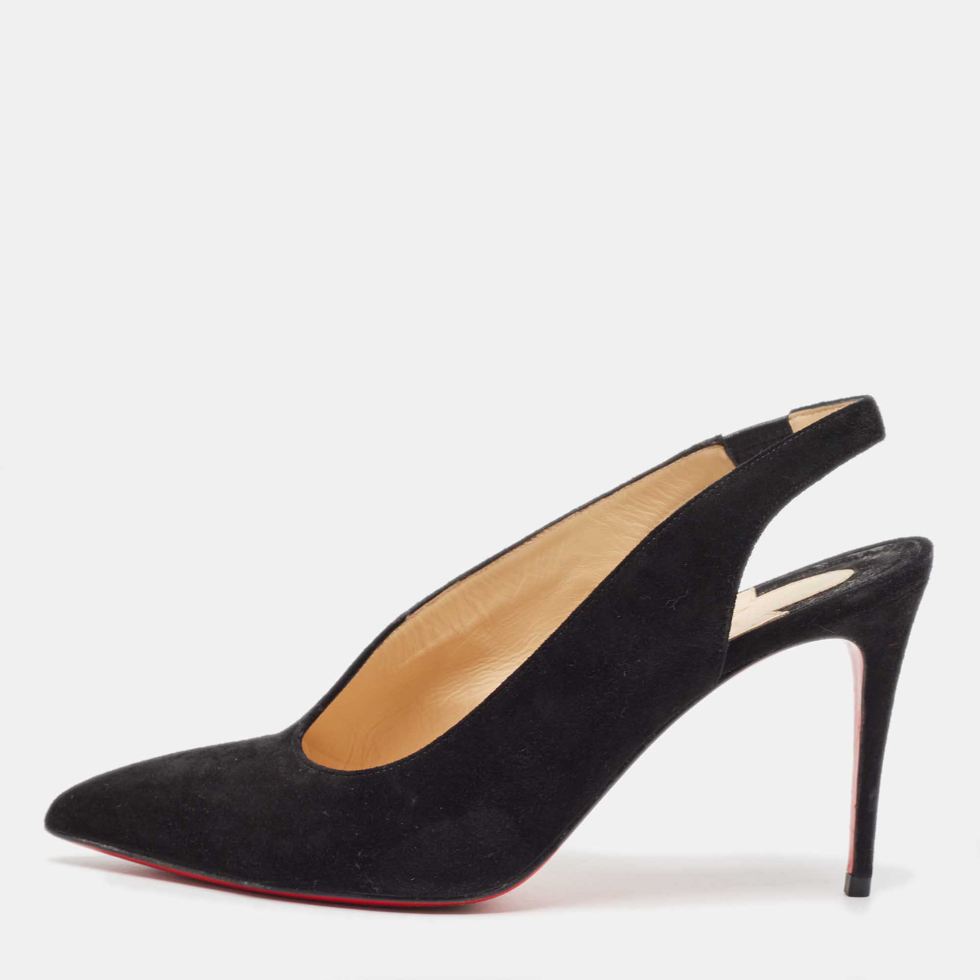 Christian Louboutin Black Suede Rivafish Slingback Pumps Size 38, Pumps - Luxury Closet catalog
