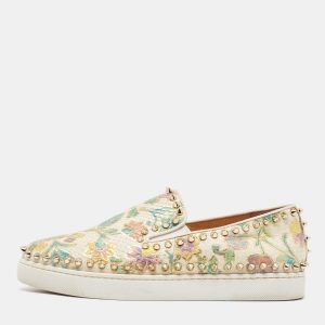 Christian Louboutin Multicolor Floral Print Embossed Snakeskin Pik Boat Sneakers Size 38.5, Athletic Shoes & Sneakers - Luxury Closet catalog