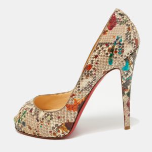 Christian Louboutin Multicolor Python Leather Lady Peep Toe Platform Pumps Size 39, Pumps - Luxury Closet catalog