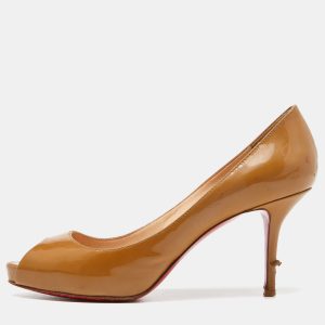 Christian Louboutin Beige Patent Leather Very Prive Pumps Size 38.5, Pumps - Luxury Closet catalog