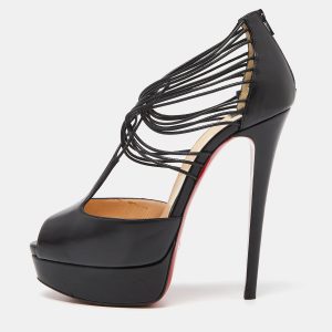 Christian Louboutin Black Leather Confusalta Platform Sandals Size 37.5, Sandals - Luxury Closet catalog