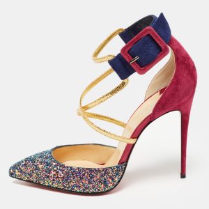 Christian Louboutin Multicolor Suede and Glitter Suzzanne Pumps Size 38, Pumps - Luxury Closet catalog