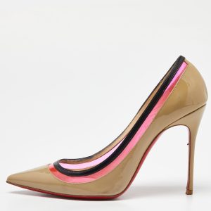 Christian Louboutin Beige/Pink Patent Leather and PVC Paulina Pumps Size 36, Pumps - Luxury Closet catalog