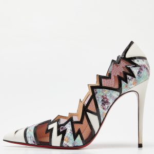 Christian Louboutin Multicolor Python and Mesh Explorete Pigalle Zig Zag Trim Pointed Toe Pumps Size 36.5, Pumps - Luxury Closet catalog