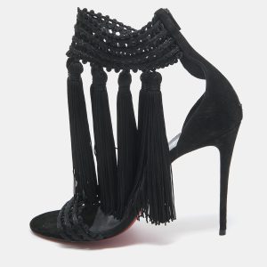 Christian Louboutin Black Lace and Suede Palma Macrame Sandals Size 40, Sandals - Luxury Closet catalog