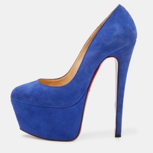 Christian Louboutin Blue Suede Victoria Platform Pumps Size 36, Pumps - Luxury Closet catalog