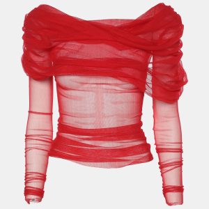Christopher Esber Red Sheer Silk Blouse Top S, Shirts & Tops - Luxury Closet catalog